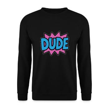 Dude Lettering Retro Bro Brother - Unisex Sweatshirt - black - Front - Alina (178cm) & Michal (187cm)
