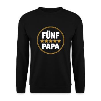 Fünf Sterne Papa - der beste Papa auf der Welt - Unisex Pullover - Schwarz - Vorne - Alina (178cm) & Michal (187cm)