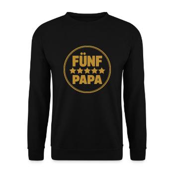 Fünf Sterne Papa - der beste Papa auf der Welt - Unisex Pullover - Schwarz - Vorne - Alina (178cm) & Michal (187cm)