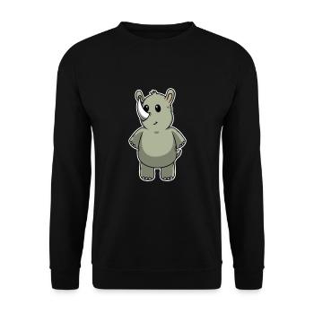 Süßes Tier Baby Nashorn Nashörner - Unisex Pullover - Schwarz - Vorne - Alina (178cm) & Michal (187cm)