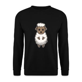 Süßes Tier Baby Schaf Schäfchen Lamm Lämmchen - Unisex Pullover - Schwarz - Vorne - Alina (178cm) & Michal (187cm)