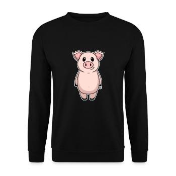 Süßes Tier Baby Schwein Schweinchen - Unisex Pullover - Schwarz - Vorne - Alina (178cm) & Michal (187cm)