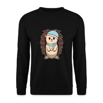 Süßes Tier Baby Igel - Unisex Pullover - Schwarz - Vorne - Alina (178cm) & Michal (187cm)