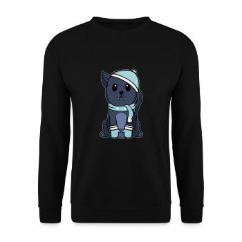 Süßes Tier Baby Panther Raubkatze Katze Kätzchen - Unisex Pullover - Schwarz - Vorne - Alina (178cm) & Michal (187cm)