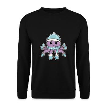 Süßes Tier Baby Tintenfisch Oktopus - Unisex Pullover - Schwarz - Vorne - Alina (178cm) & Michal (187cm)