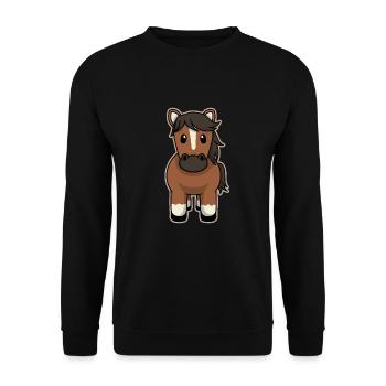 Süßes Tier Baby Pferdchen Braunes Pferd Fohlen - Unisex Pullover - Schwarz - Vorne - Alina (178cm) & Michal (187cm)