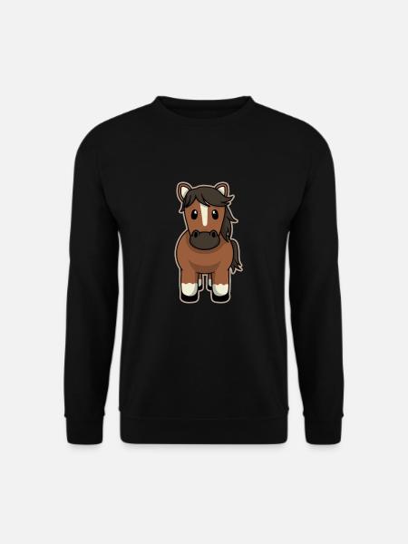 Süßes Tier Baby Pferdchen Braunes Pferd Fohlen - Unisex Pullover - Schwarz