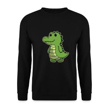 Süßes Tier Baby Krokodil Alligator Kroko - Unisex Pullover - Schwarz - Vorne - Alina (178cm) & Michal (187cm)