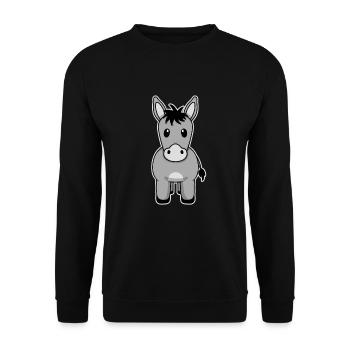 Süßes Tier Baby Esel Maultier Muli - Unisex Pullover - Schwarz - Vorne - Alina (178cm) & Michal (187cm)