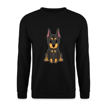 Süßes Tier Baby Hunde Welpe Dobermann Pinscher - Unisex Pullover - Schwarz - Vorne - Alina (178cm) & Michal (187cm)