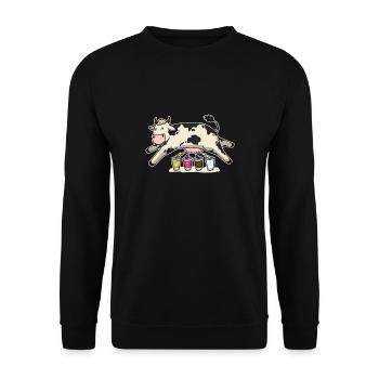 Funny milk shake fast food milk cow - Unisex Sweatshirt - black - Front - Alina (178cm) & Michal (187cm)