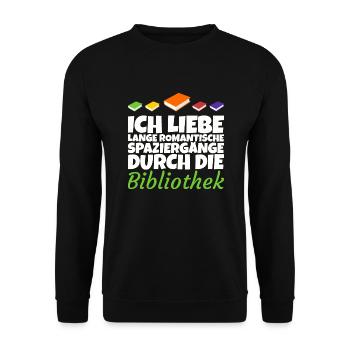 Romantische Spaziergänge durch die Bibliothek - Unisex Pullover - Schwarz - Vorne - Alina (178cm) & Michal (187cm)