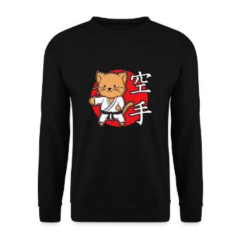 Karaté chat chaton chibi kawaii arts martiaux - Sweat-shirt Unisexe - noir - Devant - Alina (178cm) & Michal (187cm)