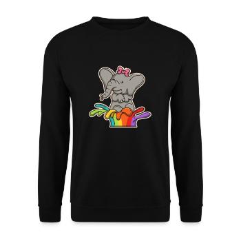 Süßes Elefantenmädchen auf Regenbogen Bunt - Unisex Pullover - Schwarz - Vorne - Alina (178cm) & Michal (187cm)