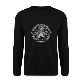 Meditation Faultier Ornamente Esoterik Tempel - Unisex Pullover - Schwarz - Vorne - Alina (178cm) & Michal (187cm)