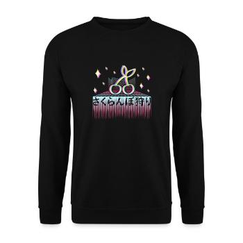 Retrowave 80's retro cherry - Unisex Sweatshirt - black - Front - Alina (178cm) & Michal (187cm)