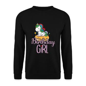 Licorne d'anniversaire fille - Sweat-shirt Unisexe - noir - Devant - Alina (178cm) & Michal (187cm)
