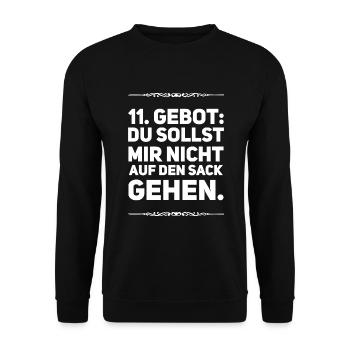 11. Gebot Du sollst mir nicht auf den Sack gehen - Unisex Pullover - Schwarz - Vorne - Alina (178cm) & Michal (187cm)