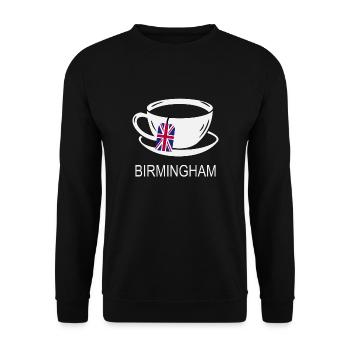 Birmingham Tea Cup UK Flag Teabag - Unisex Sweatshirt - black - Front - Alina (178cm) & Michal (187cm)