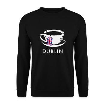 Dublin Tea Cup UK Flag Teabag - Unisex Sweatshirt - black - Front - Alina (178cm) & Michal (187cm)