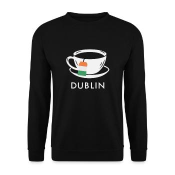 Dublin Tea Cup UK Flag Teabag - Unisex Sweatshirt - black - Front - Alina (178cm) & Michal (187cm)