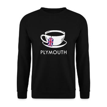 Plymouth Tea Cup UK Flag Teabag - Unisex Sweatshirt - black - Front - Alina (178cm) & Michal (187cm)