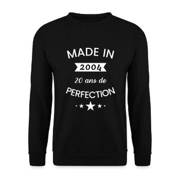 Né en 2004 humour anniversaire 20 ans perfection - Sweat-shirt Unisexe - noir - Devant - Alina (178cm) & Michal (187cm)