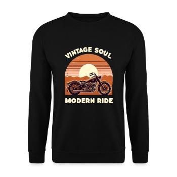 Cruise in Style Vintage Soul Motorcycle - Unisex Sweatshirt - black - Front - Alina (178cm) & Michal (187cm)
