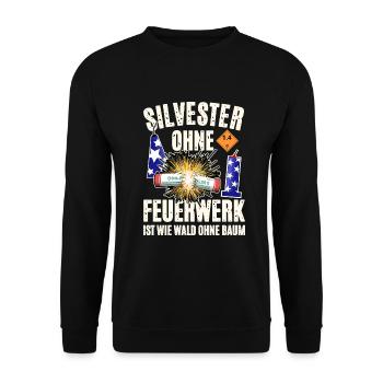 Pyro an Silvester - Unisex Pullover - Schwarz - Vorne - Alina (178cm) & Michal (187cm)