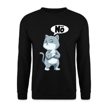 Nö Katze Kater für alle Katzenbesitzer - Unisex Pullover - Schwarz - Vorne - Alina (178cm) & Michal (187cm)