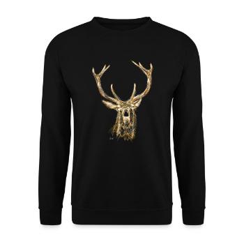 Bronko55 No.50 – Roaring Deer - Unisex Sweatshirt - black - Front - Alina (178cm) & Michal (187cm)