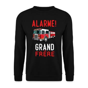 Humour Alarme Grand-Frère Grand Frère Cadeau - Sweat-shirt Unisexe - noir - Devant - Alina (178cm) & Michal (187cm)