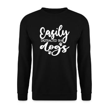 HUNDE ABLENKUNG ABGELENKT HUNDEN LIEBEN HUND MOTIV - Unisex Pullover - Schwarz - Vorne - Alina (178cm) & Michal (187cm)