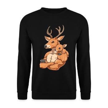 Hirsch mit Kind für einen Hirsch Liebhaber - Unisex Pullover - Schwarz - Vorne - Alina (178cm) & Michal (187cm)