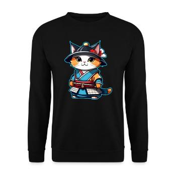 Cute samurai cat - Unisex Sweatshirt - black - Front - Alina (178cm) & Michal (187cm)