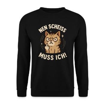 Drôle de chat avec un dicton effronté 'a shit - Sweat-shirt Unisexe - noir - Devant - Alina (178cm) & Michal (187cm)