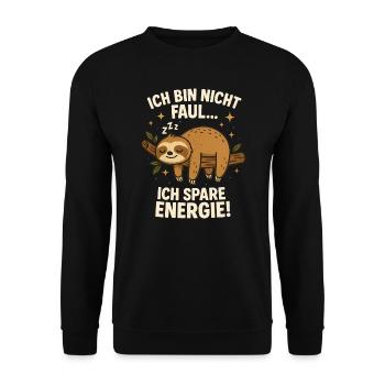 Sloth I don't sleep I save energy - Unisex Sweatshirt - black - Front - Alina (178cm) & Michal (187cm)