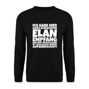 Ich habe hier ganz schlechten Elan Empfang - Unisex Pullover - Schwarz - Vorne - Alina (178cm) & Michal (187cm)