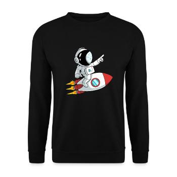 Astronaut Rakete Weltall - Unisex Pullover - Schwarz - Vorne - Alina (178cm) & Michal (187cm)