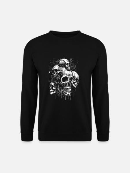 Retro Futuristisches Totenkopf Skull Design - Unisex Pullover - Schwarz