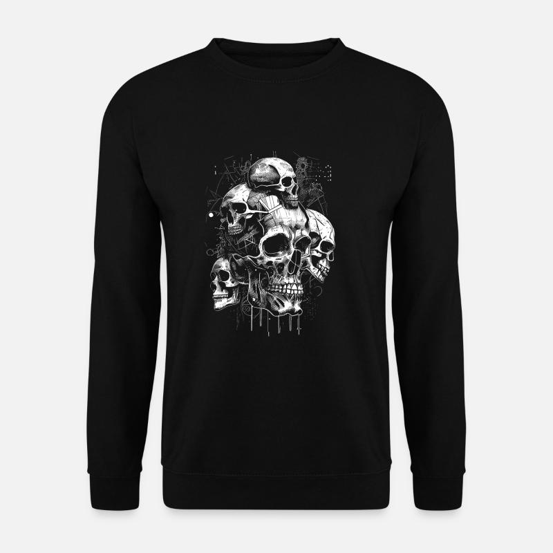Retro Futuristisches Totenkopf Skull Design - Unisex Pullover - Schwarz