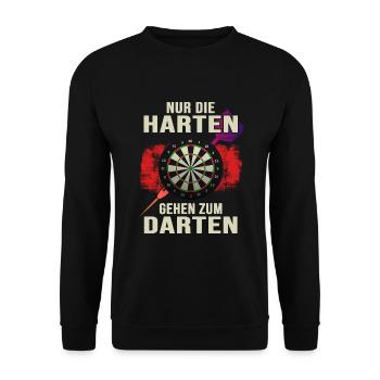 Dart Dartspieler Dartpfeil darten Dartscheibe - Unisex Pullover - Schwarz - Vorne - Alina (178cm) & Michal (187cm)
