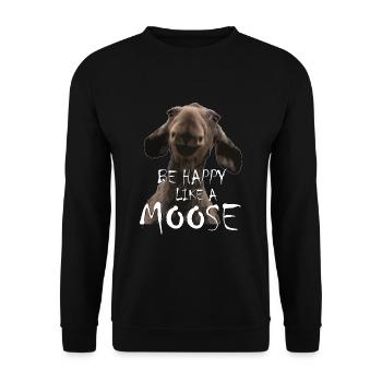 Be happy like a Moose - Unisex Pullover - Schwarz - Vorne - Alina (178cm) & Michal (187cm)