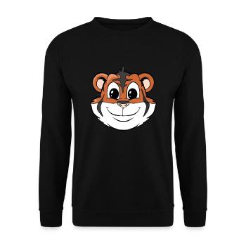 Cute Cartoon Tiger - Unisex Sweatshirt - black - Front - Alina (178cm) & Michal (187cm)
