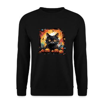 Halloween Pumpkin Cat - Petits monstres mignons - Sweat-shirt Unisexe - noir - Devant - Alina (178cm) & Michal (187cm)
