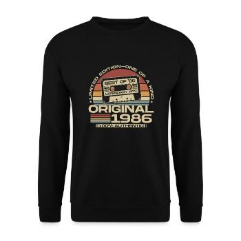 Vintage, 1986, Rétro, Vintage, Cadeau d’anniversaire - Sweat-shirt Unisexe - noir - Devant - Alina (178cm) & Michal (187cm)