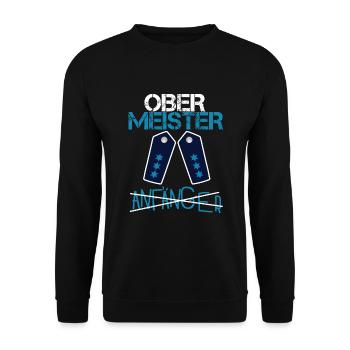Polizei Obermeister Beförderung Polizist POM - Unisex Pullover - Schwarz - Vorne - Alina (178cm) & Michal (187cm)