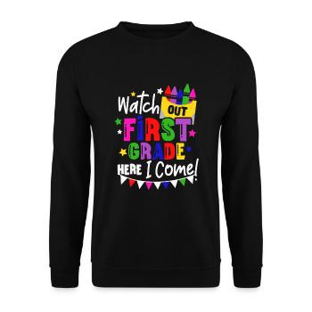Attention à la première année ici je viens Rainbow Girls - Sweat-shirt Unisexe - noir - Devant - Alina (178cm) & Michal (187cm)