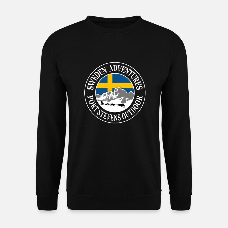 Schweden - Schlittenhunde, Berge & Flagge - Unisex Pullover - Schwarz