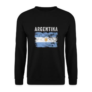 Argentina Flag Distressed Argentine Flag - Unisex Sweatshirt - black - Front - Alina (178cm) & Michal (187cm)